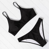 OMKAGI Swimwear Women Brazilian Bikini Solid Bikini High Waist Swimsuit Bathing Suit Push Up Sexy Bikini Set Bikinis 2020 Mujer