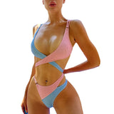 Patchwork Bikini Bandage Crisscross Swimsuit Women Swimwear High Waisted Bathing Suit String Wrap Biquini Sexy Micro Bikini 2020