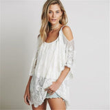 Sexy Lace bikini cover up Women Cover up Dress Vestido Casual Swimsuit Lace Women Beachwear White Black