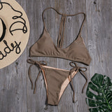Sexy Low Waist Solid Bikini Set Women Bandage Brazilian Bikinis Swimwear Summer Tube Top Bathing Suit Female Swimsuit Biquini