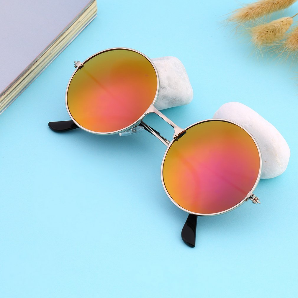 Women's Men's Anti Colorful Mirror lens Round Glasses Sunglasses Vintage New Fashion British style Beach style glasses 2019hot