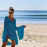 Sexy Women Summer Dresses Bikini Cover-Ups Beach Dress Sarong Kaftan Lace Crochet Casual Ladies Female Beach Wear Bathing Suit