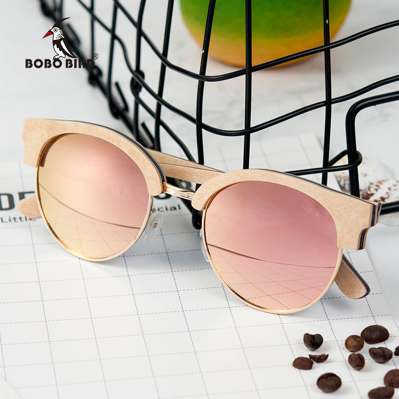 BOBO BIRD Sunglasses Women Men Wooden Sun Glasses Summer Style beach Eyewear in gifts Wood box Customize