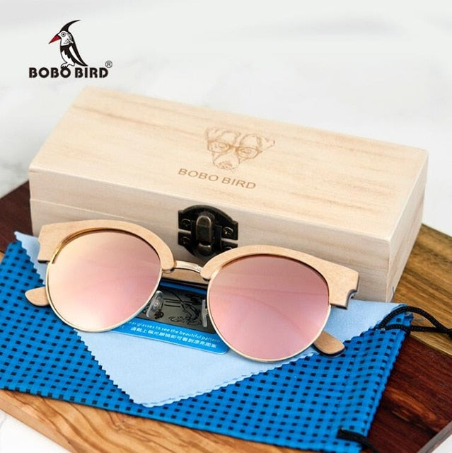 BOBO BIRD Sunglasses Women Men Wooden Sun Glasses Summer Style beach Eyewear in gifts Wood box Customize