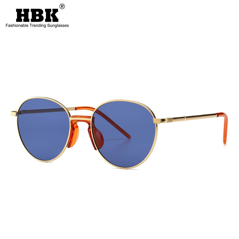HBK Round Steampunk Sunglasses Man Retro Colorful Sunglasses Women Resin Vintage Brand Fashion Unisex UV400 ins Beach Sunglasses