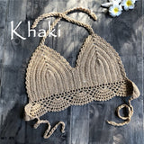 2019 New Bikini Top Handmade Crochet Women Boho Beach Bralette Solid Halter Knitted Swimsuit Brazilian Bikinis Bathing Suit Top