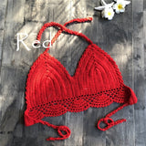 2019 New Bikini Top Handmade Crochet Women Boho Beach Bralette Solid Halter Knitted Swimsuit Brazilian Bikinis Bathing Suit Top
