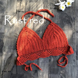 2019 New Bikini Top Handmade Crochet Women Boho Beach Bralette Solid Halter Knitted Swimsuit Brazilian Bikinis Bathing Suit Top