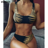 INGAGA Push Up Bikini Set Swimwear Women High Waist Swimsuit 2020 High Cut Biquini Beachwear Summer Bathers Bathing Suit Women