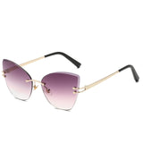 New Fashion Women Sunglasses UV400 Eyeglass Frameless Cat Eye Sun Glasses Ladies Eyewear Hawaiian Beach Party Decorations Suppli