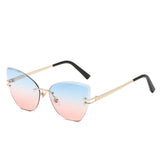 New Fashion Women Sunglasses UV400 Eyeglass Frameless Cat Eye Sun Glasses Ladies Eyewear Hawaiian Beach Party Decorations Suppli