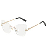 New Fashion Women Sunglasses UV400 Eyeglass Frameless Cat Eye Sun Glasses Ladies Eyewear Hawaiian Beach Party Decorations Suppli