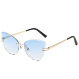 New Fashion Women Sunglasses UV400 Eyeglass Frameless Cat Eye Sun Glasses Ladies Eyewear Hawaiian Beach Party Decorations Suppli