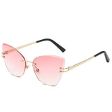 New Fashion Women Sunglasses UV400 Eyeglass Frameless Cat Eye Sun Glasses Ladies Eyewear Hawaiian Beach Party Decorations Suppli