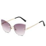 New Fashion Women Sunglasses UV400 Eyeglass Frameless Cat Eye Sun Glasses Ladies Eyewear Hawaiian Beach Party Decorations Suppli