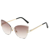 New Fashion Women Sunglasses UV400 Eyeglass Frameless Cat Eye Sun Glasses Ladies Eyewear Hawaiian Beach Party Decorations Suppli