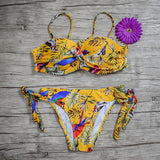 Conjunto de Bikini Bandeau liso 2020 Sexy traje de baño para mujer Bikini brasileño Tanga traje de baño femenino Halter top traje de baño ropa de baño