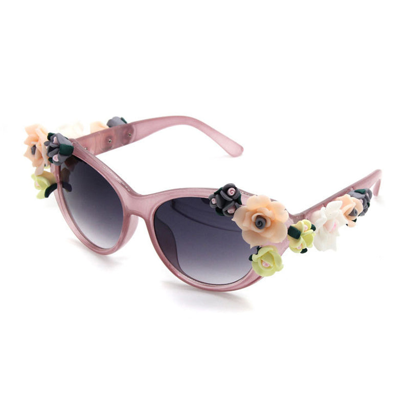 New Fashion Baroque Women Girls Flower Sunglasses