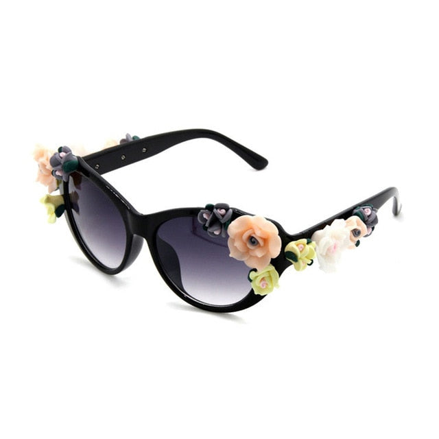 New Fashion Baroque Women Girls Flower Sunglasses