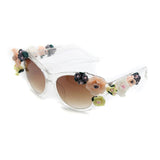 New Fashion Baroque Women Girls Flower Sunglasses