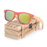 Red Frame Sunglasses Woman Polarized Bamboo Holder Sun Glasses