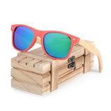 Red Frame Sunglasses Woman Polarized Bamboo Holder Sun Glasses