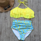 Swimwear women High Waist Bikini japanese Ruffle Top bikini